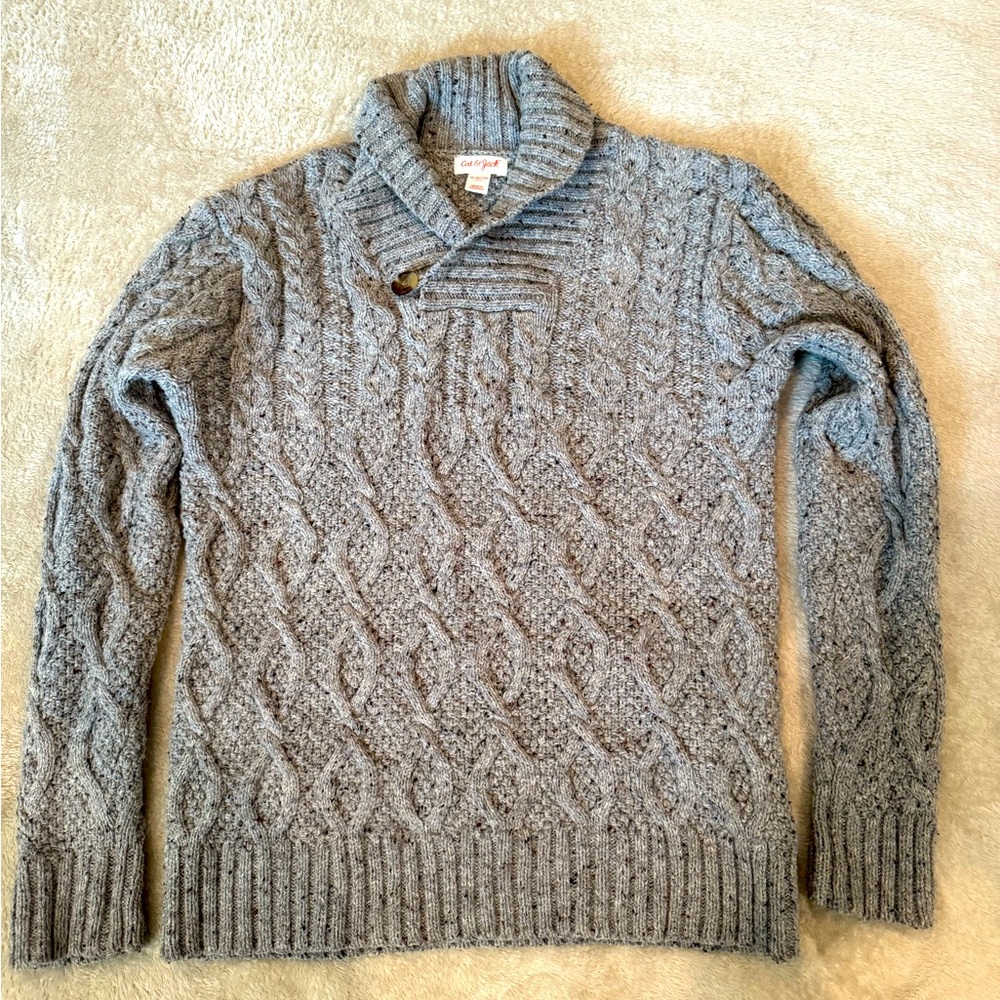 Cat & Jack gray cable sweater, size 8/10 boys